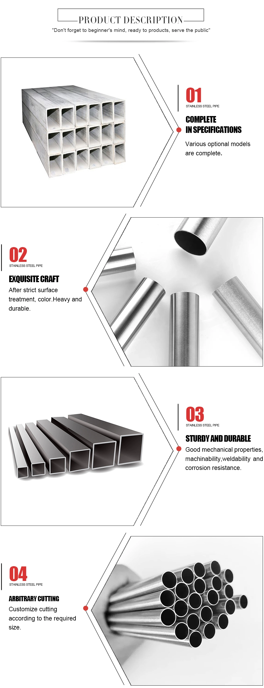 ASTM Custom 304 316 Stainless Steel Welded Pipe Sanitary Piping Price for Industry